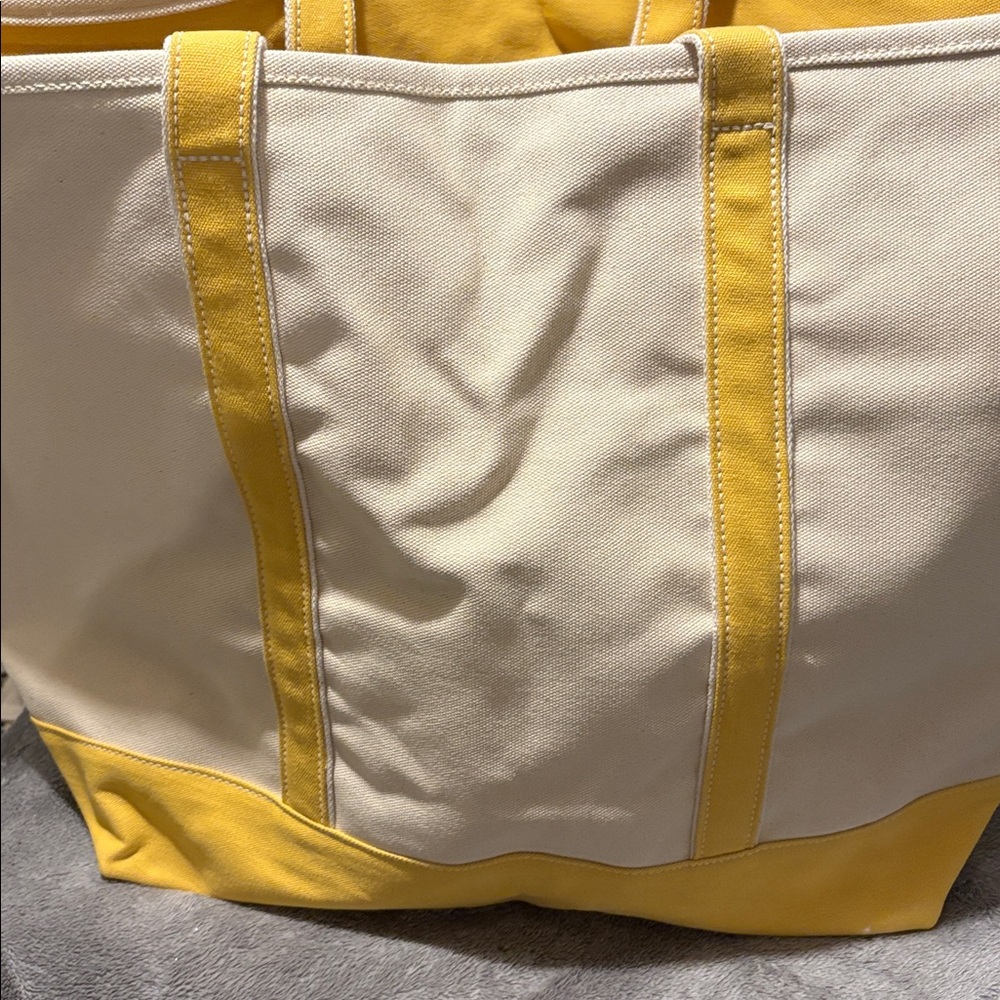 Lands End zip top tote beige and gold zip top Canvas Tote Bag - Picture 4 of 8